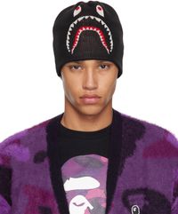 BAPE Bonnet 2nd noir en tricot à requin emblématique