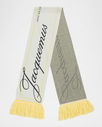 Jacquard Logo Fringed Wool Scarf