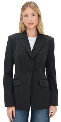 Good American Essential Suiting Sculpted Blazer Dark Heather Grey L