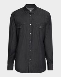 Men's Denim Western Button-Down Shirt
