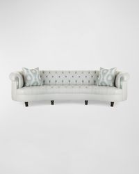 Rebecca Leather Mirrored Trim Sofa, 122"