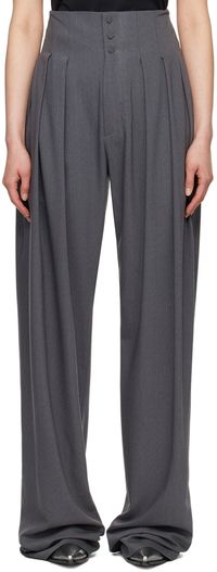 AARON ESH Gray Pleated Trousers