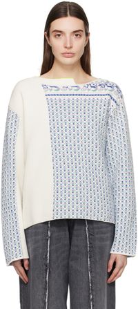MM6 Maison Margiela White & Purple Paneled Sweater