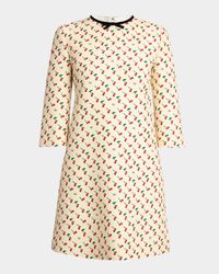 Cherry Print Crepe Couture Mini Dress