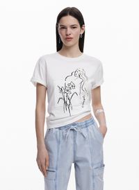 Desigual - Tee-shirt col rond en coton - Taille XL - Blanc