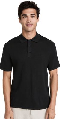 rag & bone Harvey Knit Polo Black XXL