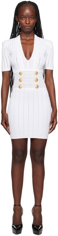 Balmain White Hardware Minidress