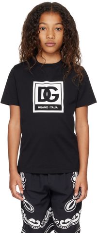 Dolce&Gabbana Kids Black Jersey DG Logo T-shirt