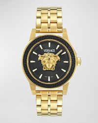 Medusa Deco IP Yellow Gold Bracelet Watch, 43mm