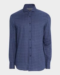 Men's Slim Fit Geometric Cotton Button-Down Shirt