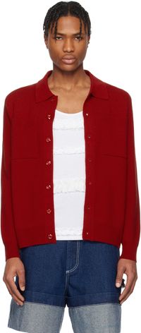 Simone Rocha Red Knit Workwear Cardigan