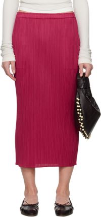 PLEATS PLEASE ISSEY MIYAKE Pink June New Colorful Basics 4 Midi Skirt