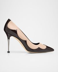 105mm Atena Scalloped Leather Pumps