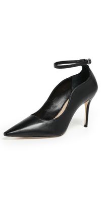 Cinq à Sept Riley Soft Curve Pointed Toe Ankle Strap Heels Black 39