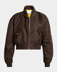 Zipped Double Shawl-Collar Crop Bomber