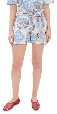 Damson Madder Pull On Holiday Print Shorts Multi 14
