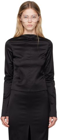 MM6 Maison Margiela Black Frayed Long Sleeve T-Shirt