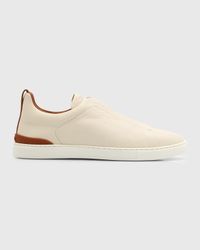 Men's Triple Stitch Deerskin Leather Sneakers