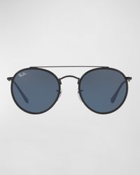 Monochromatic Round Metal Sunglasses, 51MM