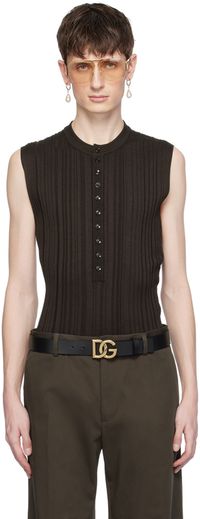 Dolce&Gabbana Brown Button Tank Top