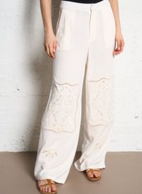 La Petite Etoile - Pantalon droit en coton rayé - Taille 3 - Blanc