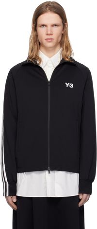 Y-3 Blouson de survêtement noir à trois rayures