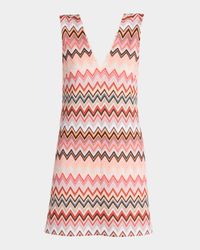 Chevron Sleeveless Mini Shift Dress
