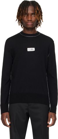 MM6 Maison Margiela Black Contrast Stitching Sweater
