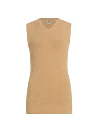 Women's Sleeveless Cotton-Blend Terry Knit Top - Sand - Size XL