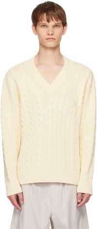 Hugo Off-White V-Neck Sweater