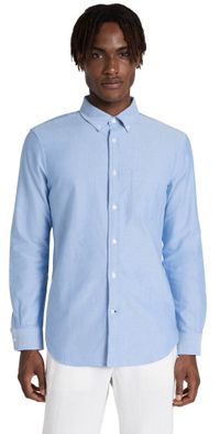 Club Monaco Long Sleeve Solid Oxford Shirt Blue XL