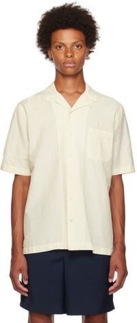 Sunspel Beige Camp Collar Shirt