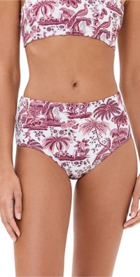 STAUD Devon High Rise Bikini Bottoms Bordeaux Toile L
