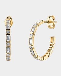 Medium 14K Yellow Gold Diamond Hoops