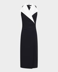 Sleeveless Pleated Two-Tone Midi Dress