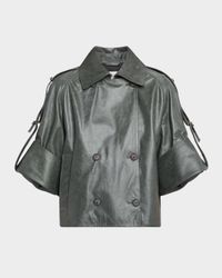 Tenace Leather Short Trench Coat