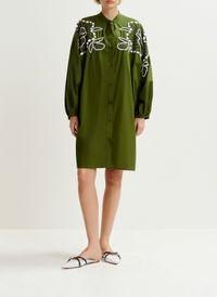 Essentiel Antwerp - Robe courte droite brodée - Taille L - Vert