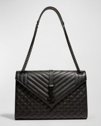 Envelope Triquilt Large YSL Shoulder Bag in Grained Leather