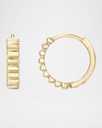 14k Gold Notched Huggie Earrings