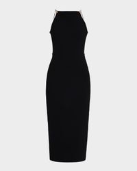 Cassi Faux Pearl-Embellished Backless Knit Midi Dress