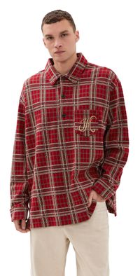 Isabel Marant Orelien Plaid Popover Shirt Deep Red M