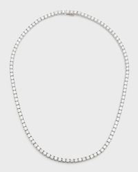 18K White Gold Round Diamond Tennis Necklace, 17"L, 22.4tcw