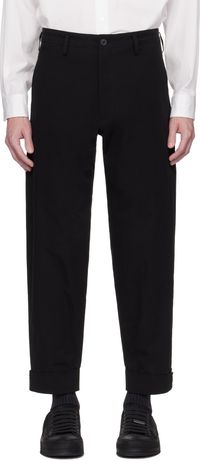 YOHJI YAMAMOTO Black Tab Detail Slim Trousers