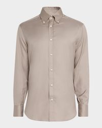 Men's Cotton Twill Casual Button-Down Shirt