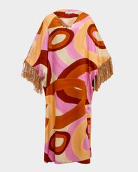 Terra Geometric-Print Fringe Caftan