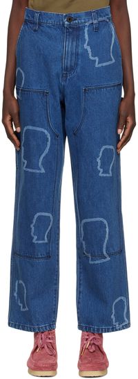 Brain Dead Navy Double Knee Jeans