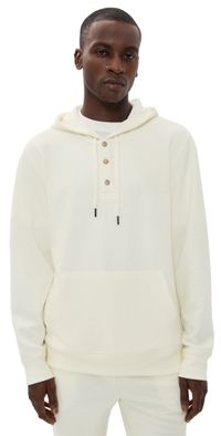 Onia Waffle Half Button Hoodie Egret XXL