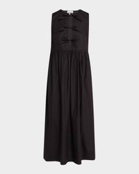 Tie-Front Cotton Poplin Midi Dress