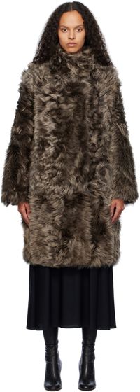 Yves Salomon Brown Toscana Folk Reversible Shearling Jacket