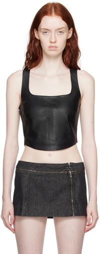 Miaou Black Zola Leather Tank Top